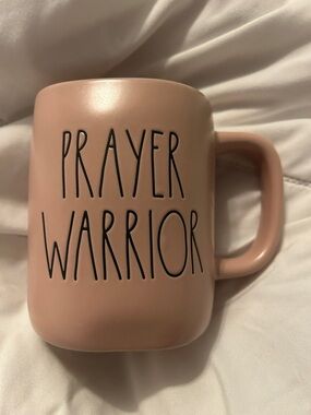 "PRAYER WARRIOR" Rae Dunn pink Mug see pics and video. Mug has sat on shelf